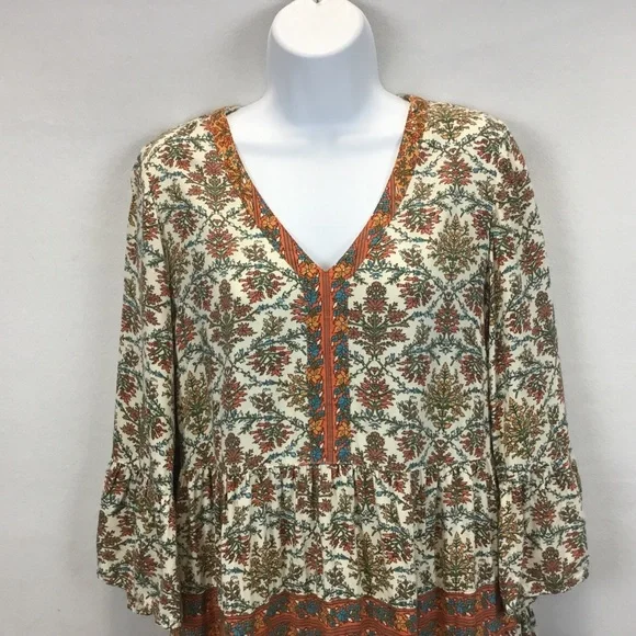 Fat Face Lila Boheme Trapeze Boho Dress Orange Western Festival Size 6 - Picture 4 of 12
